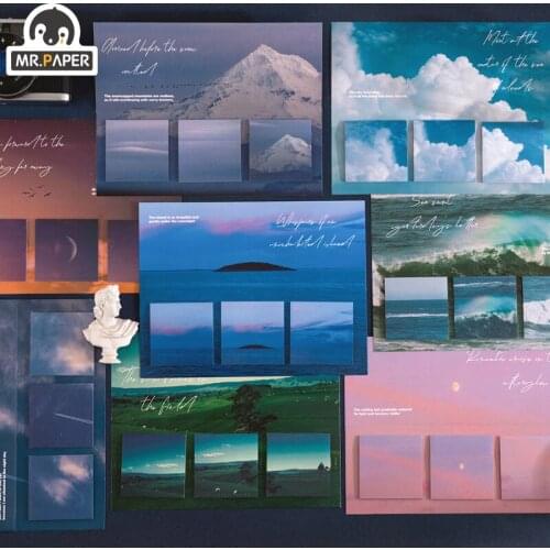 JIUMO 8 Designs 60 Pcs/bag Ins Style Earth Galaxy Series Memo Pads Loose Leaf Creative Hand Account Decor DIY Material