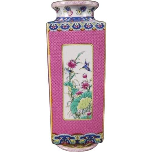 Chinese porcelain painted gold enamel flower pattern square bottle