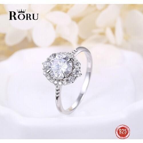 Classic Luxury Real Solid 925 Sterling Silver Ring 10 Hearts Arrows Zircon Wedding Jewelry Diamond Rings Engagement For Women