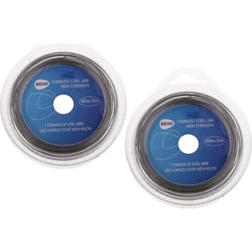 2 Rolls Fishing Line Wire Leader Nylon Coated Stainless Steel Leader Wire 10m 60LB