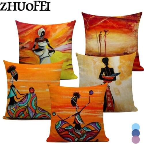 Oil Painting Figure Series Linen Pillowcase Modern Home Decoration Throw Pillowcase Beautiful Lady Pattern Cushion Cover 45X45CM