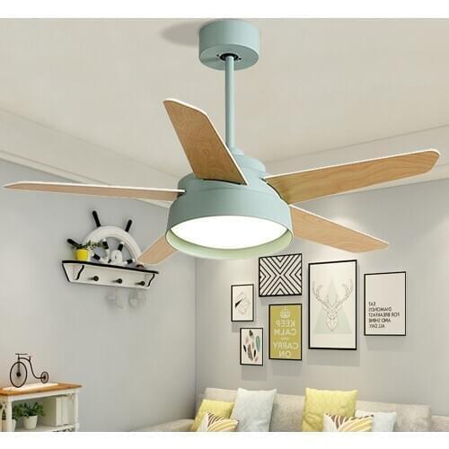 Macaron wooden led ceiling fan lamp with light remote control fans lamps lighting motor copper 42 inch 52 inch