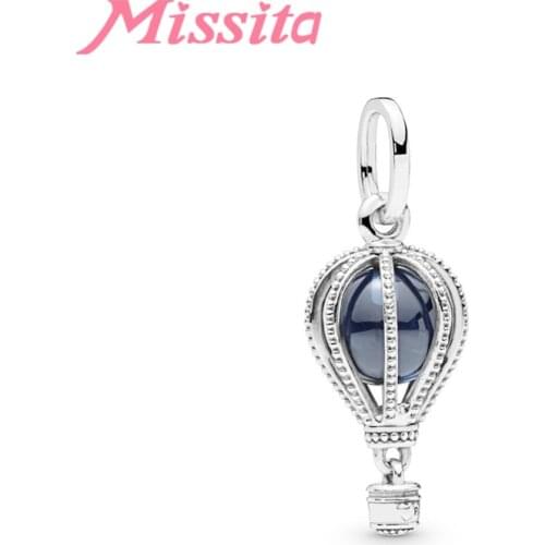 MISSITA 2019 New Fashion Blue Hot Balloon Charm fit Brand Charms Bracelet DIY Jewelry Women Silver Color Jewelry Accessories