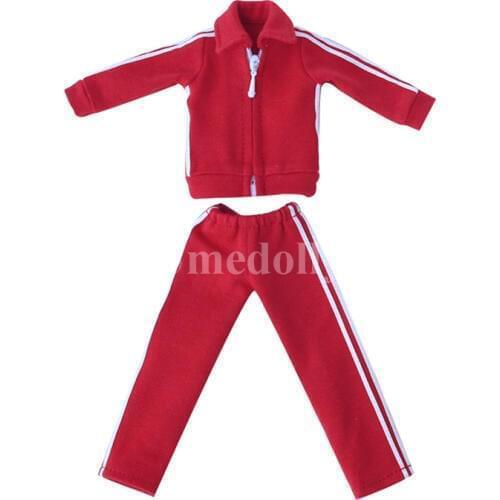 Fashion 1/6 BJD Doll Red Sport Suit Jacket + Pants for Blyth, Azone S, Holala, Middle Blyth, Ixdoll, OB11 Doll Clothes Outfits