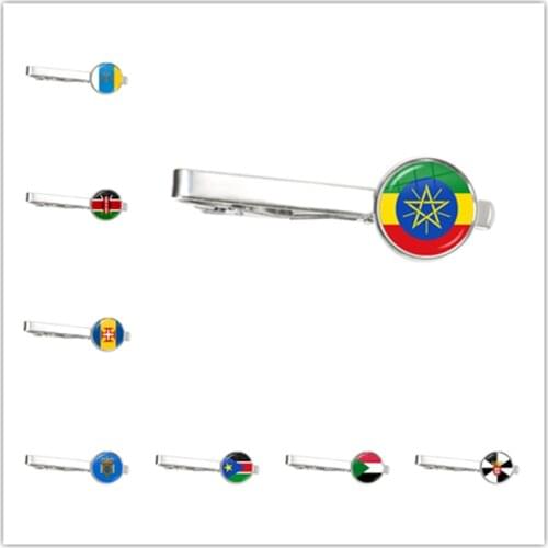Ethiopia Islas Canarias Kenya Sudan Madeira Melilla South Sudan Ceuta Seychelles Nation Flag Tie Clip for Male Gentleman Gift