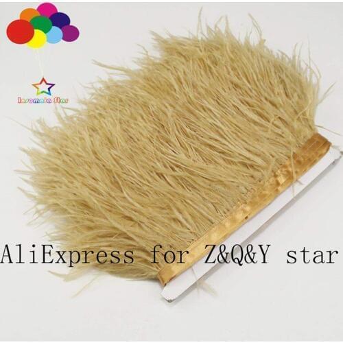 Z&Q&Y natural ostrich hair dyed brown made cloth edge DIY makeup stage performance clothing craft feather accessories