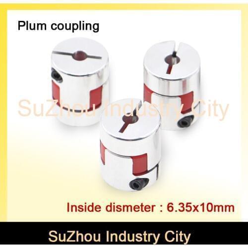 New sale ! 3pcs 6.35mm to 10mm CNC Starter Shaft Coupler Connector Flexible Jaw Spider Plum Coupling Diameter 30mm Length 25mm