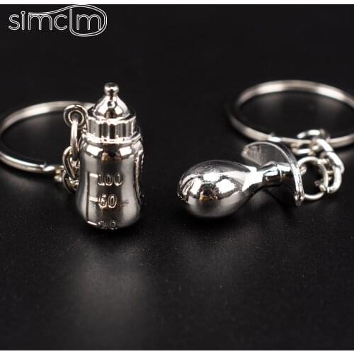 One Pair Baby Bottle Couple Key Chain Alloy Arrow Bow Love Keyrings Key Chains Lovers Ring Couples Keychain for Gift Hot Sale