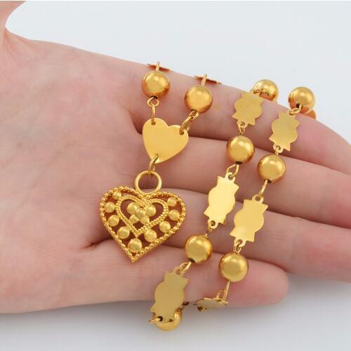 Anniyo Marshall Hawaii Beads Necklaces Guam Ball Chains New for Women Heart Pendant Islands Jewellery Micronesia Gifts #133906