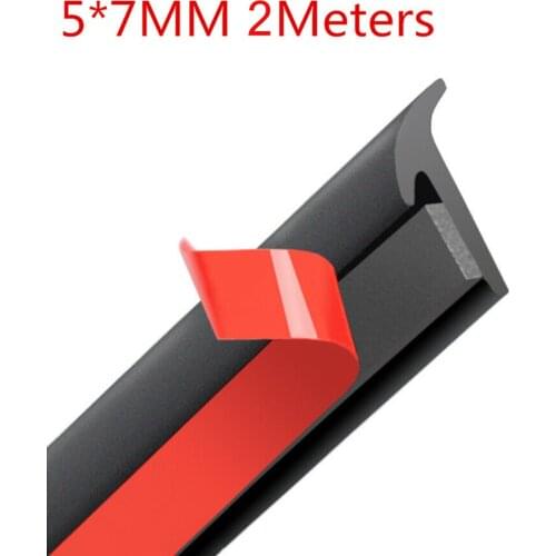 2M T-Type Rubber Sealing Strip Car Dashboard Sealing Strips Stickers Sound Insulation Rubber Strip Black For Car Edge Trim Strip