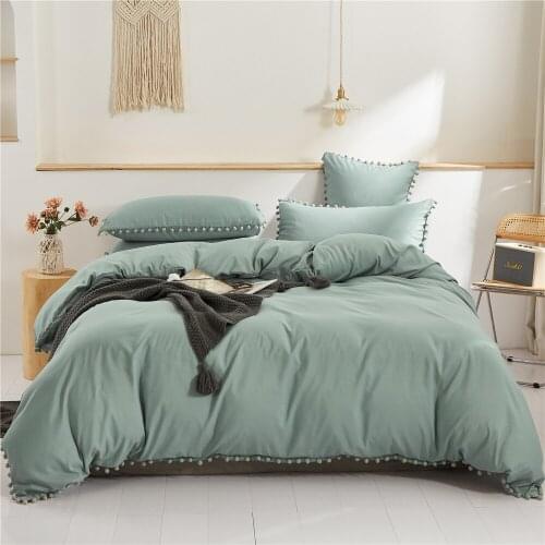 Luxury Bedding Set Queen Pompom Decoration Duvet Cover with Pillowcase Double Bed Cover Set NO SHEET Home Elegent Quilt Covers