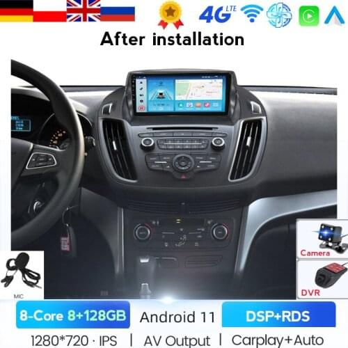 With Cooling Fan 6GB +128GB Android 10 For Ford Kuga Escape 2013-2016 Car Radio Multimedia Video Player Navigation GPS 2 Din SWC