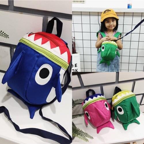 Cartoon Baby Kids Boy Girl School Bags Backpacks Anti Lost Harnesses Leashes Toddler Shark Kindergarten Bags Nursery Rucksack