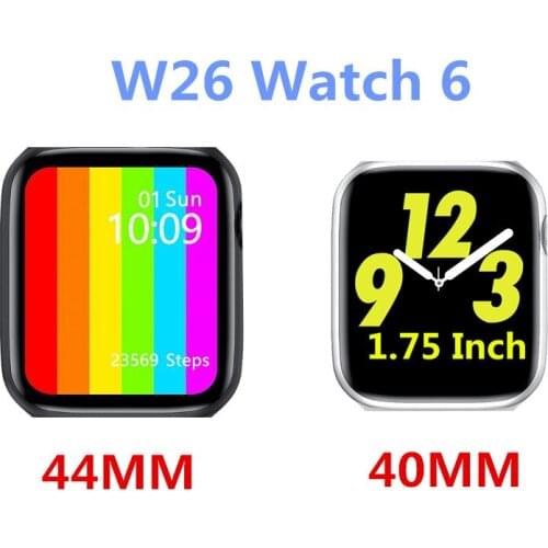 W26 Watch 6 44/40mm ECG Smartwatch 320*385 1.75 inch infinite Screen for IOS Android phone Heart Rate Blood Pressure Smart Watch