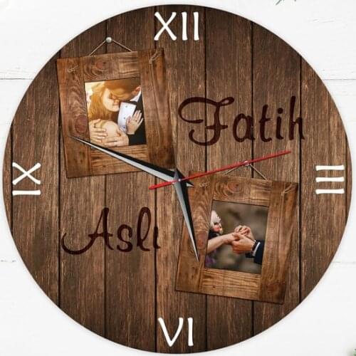 Modern Phi Wood Looking Sweetheart Wall Clock фоторамка коллаж Photo frame