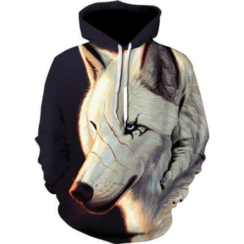 3D Wolf personality printed sports hoodie fall fashion men and women casual street wear harajuku pullover