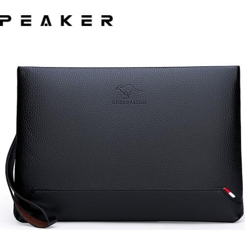 Peaker Fashion Business Style Mens Handbag Soft PU Leather Clutch Bag Male Card Wallets Elegant Leisure Stylish Men Pouch