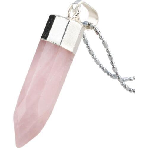 SUNYIK Pink Quartz Crystal Point Pendant Fit Necklace (Free Chain)