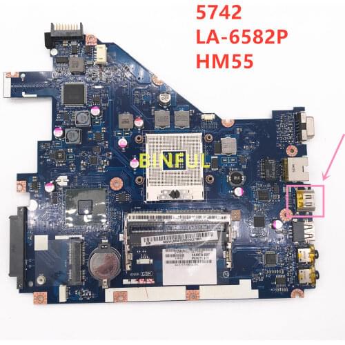High quality For acer aspire 5742Z 5742 5733 Laptop motherboard PEW71 LA-6582P SLGZS HM55 PGA 989 DDR3 100% full Tested