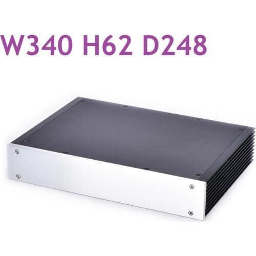 Size W340 H62 L248 Silver Blank Panel Power Amplifier DIY Chassis All Aluminum Hifi Enclosure Shell Rear Class A Box 3406S DAC