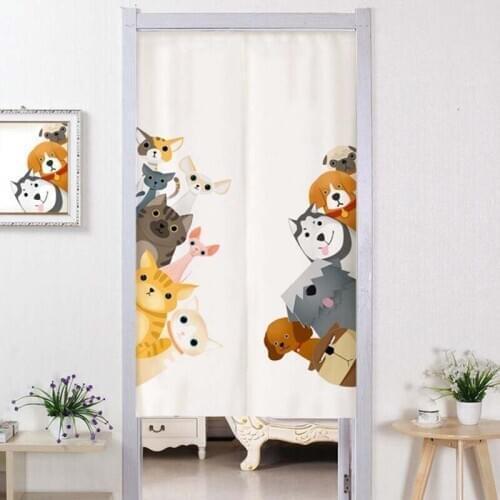 Japanese Cotton Linen Door Curtain Creative Cartoon Pattern Door Curtain Room Shade Kitchen Door Decoration Dropshipping