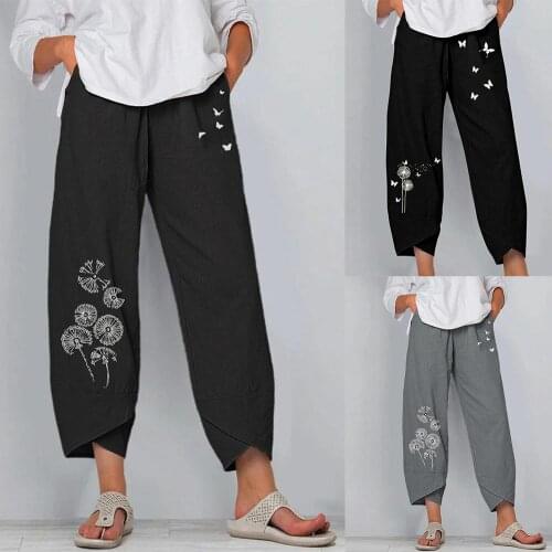 Legging Trousers Dandelion Print Women Pants Fashion Casual Cargo Ladies Casual Pants Fashion Street Wear Pants D30