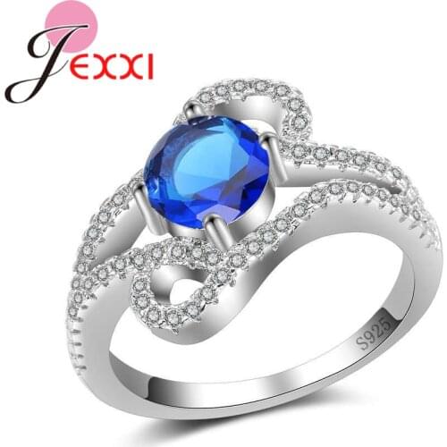 Classical Different Design Round Shape Cubic Zirconia Finger Rings New Arrival 925 Sterling Silver For Women Ladies Gift