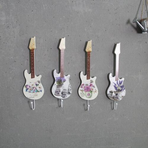 1PC Classical Guitar Shaped Wall Hanging Decoration Hook Iron Coat Hooks Wall Cap Clothes Hanger ME 017