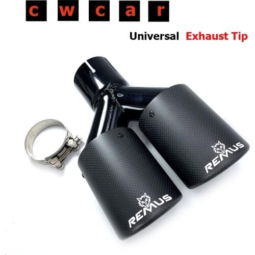 1 Pcs Remus Matt Carbon+Black Stainless Exhaust Dual Tips Car Muffler Double Pipes For Exhaust Systems Dual Tips Car Accessories