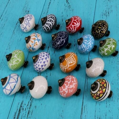 1x Ceramic Cabinet Door Knobs and Handles Kitchen Cupboard Solid Furniture Handles Dresser Wardrobe Drawer Pulls
