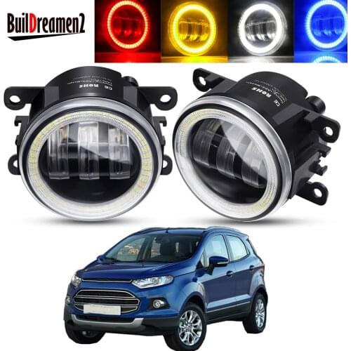 2 Pieces Car Angel Eye Fog Light Assembly LED Lens Fog Daytime Running Lamp DRL 12V For Ford EcoSport 2013 2014 2015 2016