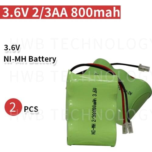 2 PCS/lot Original Ni-MH 2/3AA 3.6V 800mAh Ni-MH 2/3AA Rechargeable Battery Pack With Plugs For Cordless Phone Free Shipping