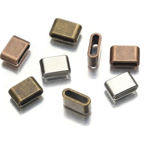 20Pcs/Lot Tibetan Silver Oval Tube Slider Spacers Beads Fit DIY 10x2mm Leather Cord Bracelet Necklace Jewelry Making Accessories