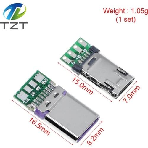 2020 NEW Micro Male Plug With PCB Solder Plate Double-sided Micro 5P Plug Usb Connector+ Type-C Male USB Connector With 4Pin PCB