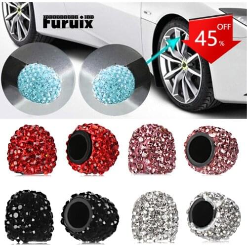 4 Pcs Universal Crystal Shiny Car Tire Valve Stem Cover Plastic Copper Valve Stem Cover Car Beautifully Decorated Auto Parts