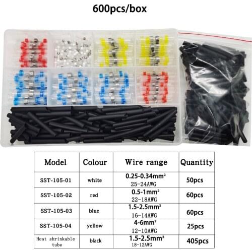 400pcs Heat Shrinkable Solder Ring Wiring Terminals Connection Terminal Heat Shrinkable Type Waterproof Connecting Terminal Kit