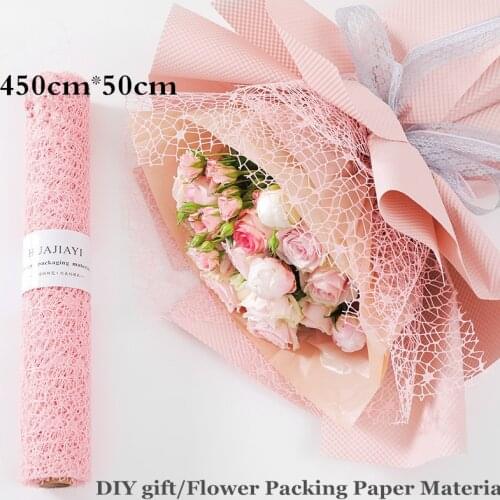 5yard*50cm Flower Packing Paper Roll DIY Decoration Wrapping Paper Packing Crepe Papers Mesh Handmade Materials Jacquard Flowers