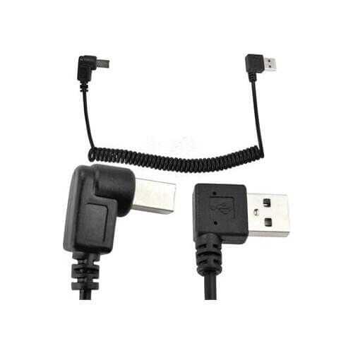5Ft Right Angle USB A to Right Angle USB B Retractable Cable Coiled Printer Cord