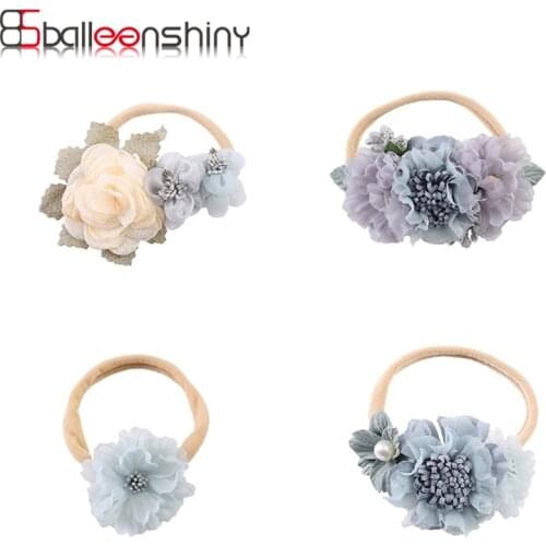 Balleenshiny Baby Girls Floral Pearl Headband Fashion Elastic Hairbands For Newborn Infant Toddlers Hair Ornaments Accessories