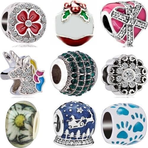 Btuamb European Luxurious Cat Claw Snowflake Stock Evil Eyes Charms Beads Fit Pandora Bracelets Necklaces for Women DIY Jewelry