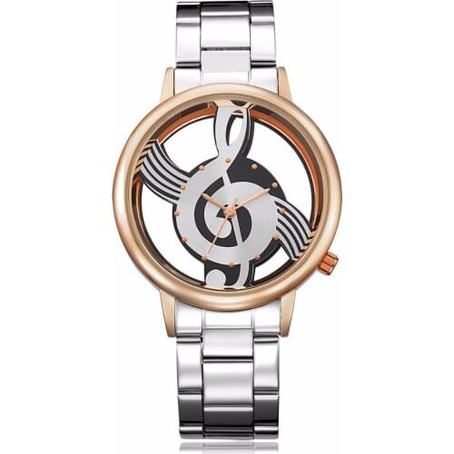 Fashion Transparent Watches Women Women Watches Ladies Watches Music Note Watches Stainless Steel Quartz Womens Watches Hodinky