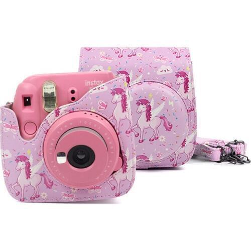 Fujifilm Instax Mini 9 Mini 8 Camera Case Bag Unicorns PU Leather Instant Camera Shoulder Strap Bag Protector Cover Pouch