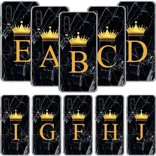 26 Letter Crown Custom A Phone Case For Huawei P30 P40 P20 P10 Mate 20 10 30 Lite Pro P Smart Z Plus Printing Cover Coque Shell
