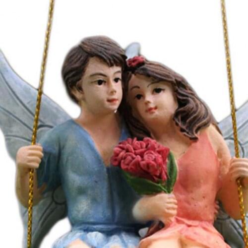 Flower Fairy Statue Lovely Romantic Resin Durable Delicate Unfading Couple Figurines Outdoor Garden Decoration