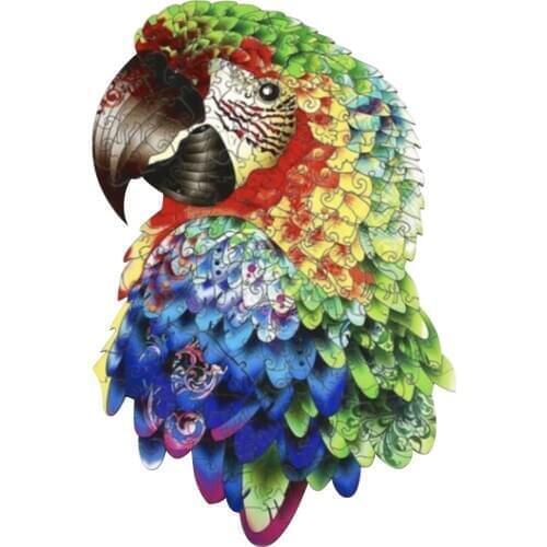 Parrot Wooden Jigsaw Puzzle Unique DIY Each Piece Is Animal Shaped Wooden Puzzle Pieces Toy For Kids Adults Gifts