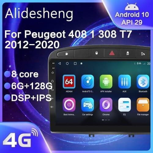 For PEUGEOT 308 308S 408 2012 2013 2014 2015 2016 2017 2018 2019 Android 10.0 DSP 8 core Car Radio Navigation multimedia Player