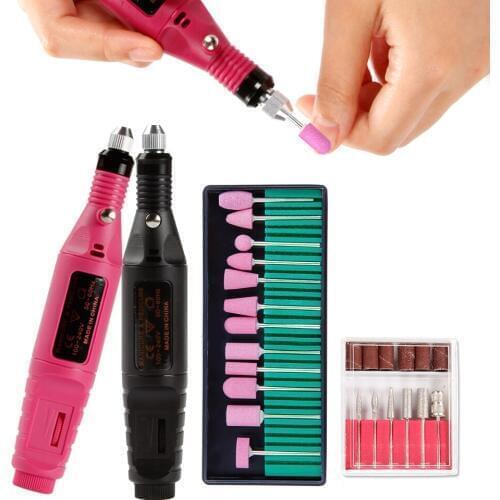 Electric Drills Apparatus for Manicure Cuticle Gel Remover Pedicure Machine 12PCS Milling Drill Bits Grinding Cutters Nail Tool