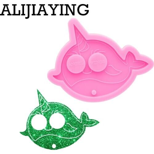 DY0806 Glossy Self-defense whale Silicon Mold for Resin Art Diy, Resin Mold To Make Keychain Crafts with Epoxy