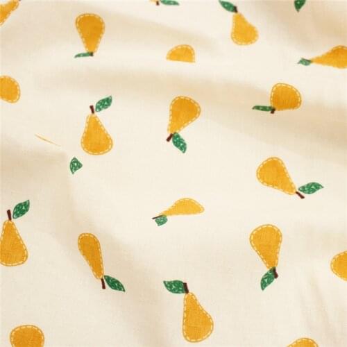 1 Yard Print Pears Cotton Fabric Yellow Pear For Blouse Lace Top Baby Dress Table Cloth Curtain pajamas Supply Tote Bag