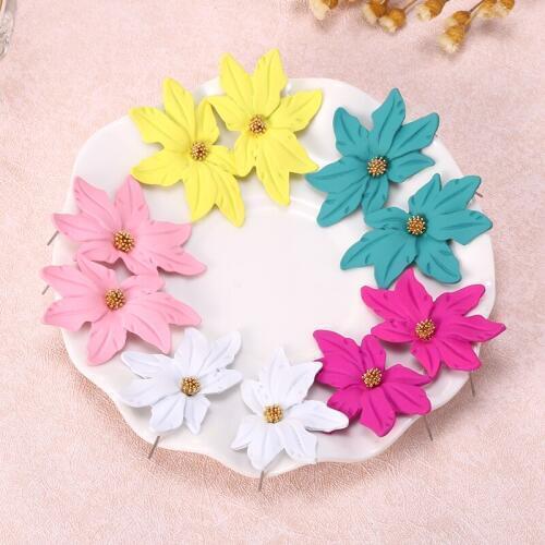 HOCOLE 2019 Korean 5 Color Flower Stud Earrings For Women Fashion Cute Sweet Earring Female Jewelry Party Gifts Wholesale